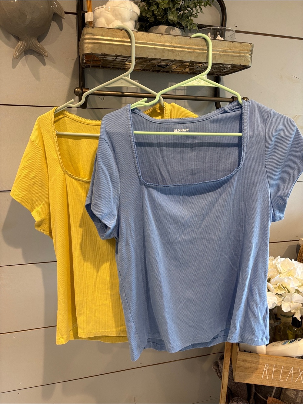 Old Navy Square Neck Short Sleeve Tee — Blue & Yellow bundle